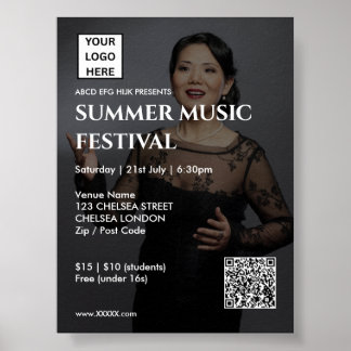 Summer Music Festival QR Code and Logo Poster