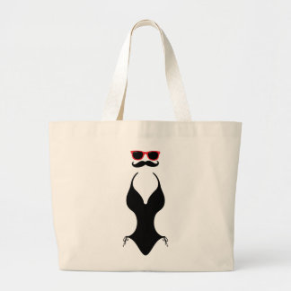 Summer Mustache Large Tote Bag