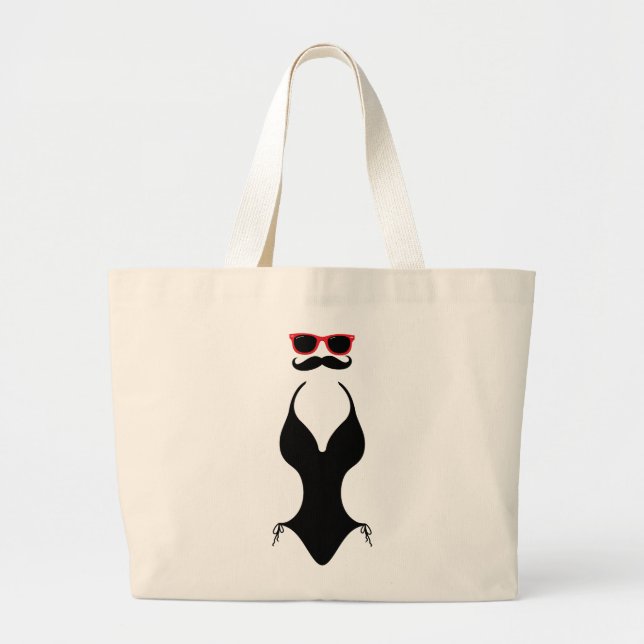 Summer Mustache Large Tote Bag (Front)