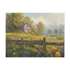 Summer  Nature House Postcard Watercolor