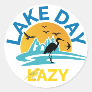 Summer Nature "Lake Day Lazy" Outdoor Vibes Design Classic Round Sticker