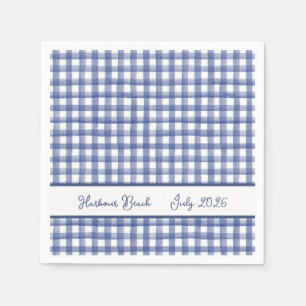 Summer Nautical Blue Gingham, Checkered July 4th Napkins