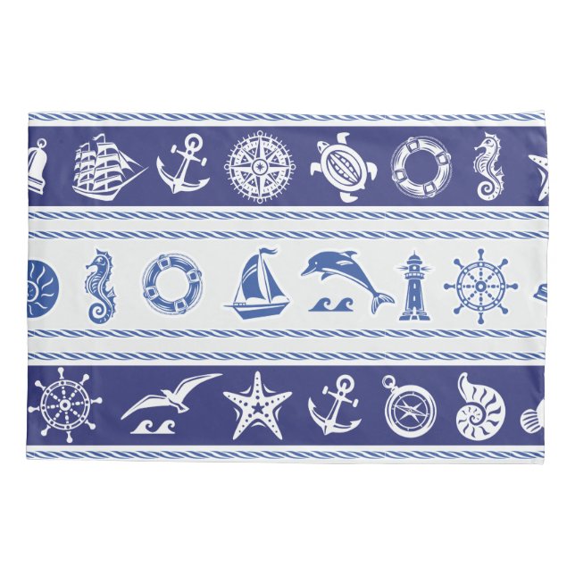 Summer nautical pattern pillowcase (Back)