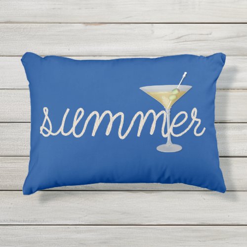 summer nautical rope text with martini outdoor pillow