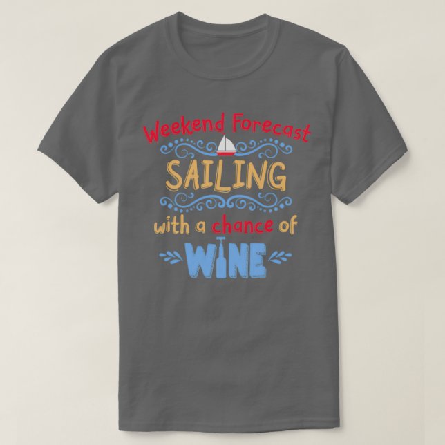 Summer Nautical Sailing Lake Wine Design T-Shirt (Design Front)