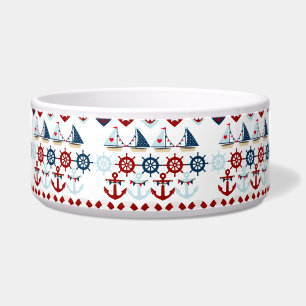 Summer Nautical Theme Anchors Sail Boats Helms Bowl