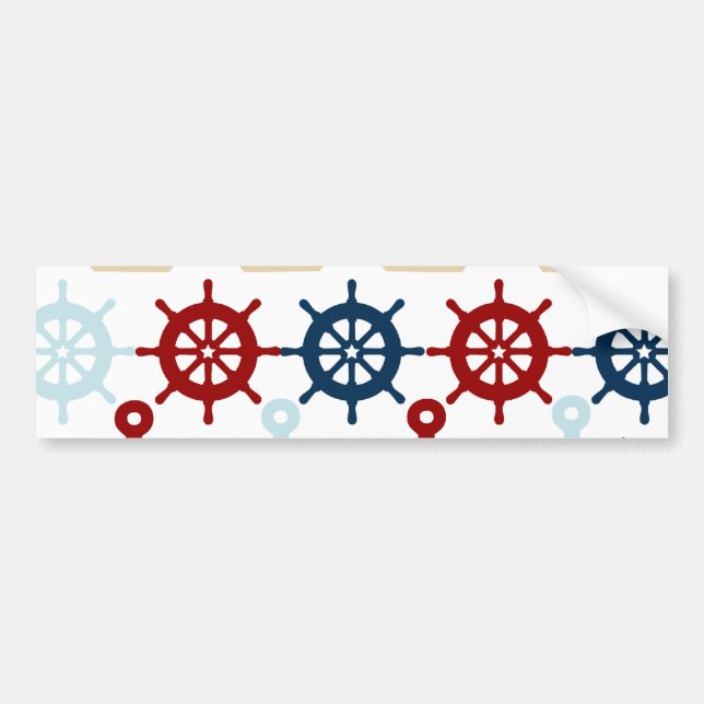 Summer Nautical Theme Anchors Sail Boats Helms Bumper Sticker (Front)