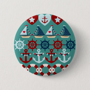 Summer Nautical Theme Anchors Sail Boats Helms Button