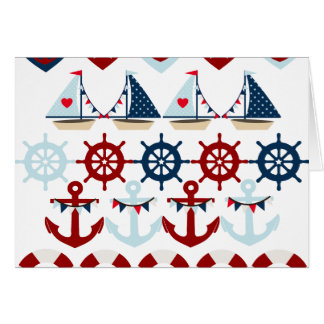 Summer Nautical Theme Anchors Sail Boats Helms Cards
