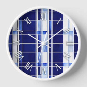 Summer Navy Blue Boat Modern Stripes Collection Clock