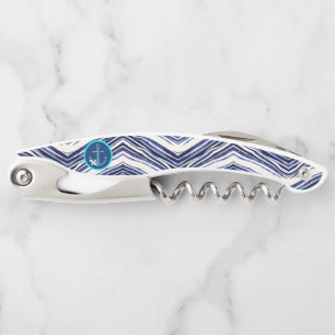 Summer Navy Blue Boat Popular Stripes Collection Waiter's Corkscrew