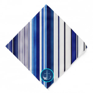 Summer Navy Blue Boat Trendy Stripes Collection Bandana