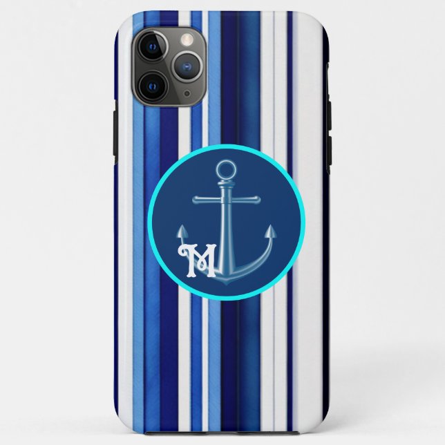 Summer Navy Blue Boat Trendy Stripes Collection Case-Mate iPhone Case (Back)