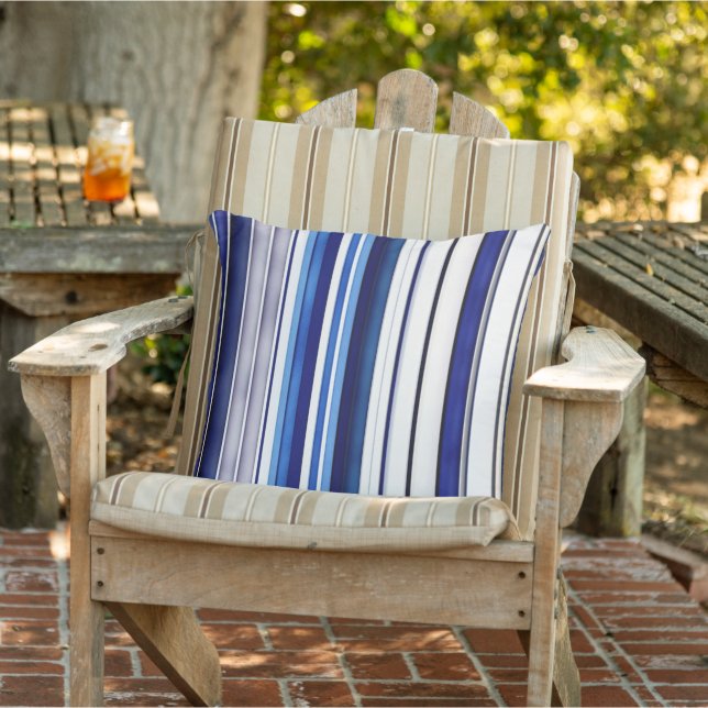 Summer Navy Blue Boat Trendy Stripes Collection Outdoor Pillow (Chair)
