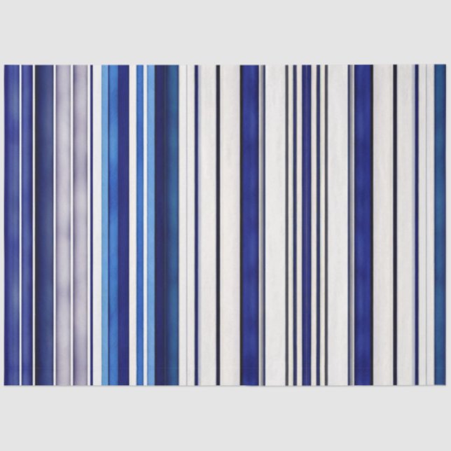 Summer Navy Blue Boat Trendy Stripes Collection Tissue Paper (Front)