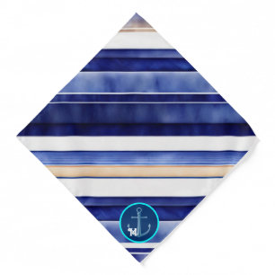 Summer Navy Blue Modern Boat Stripes Collection Bandana