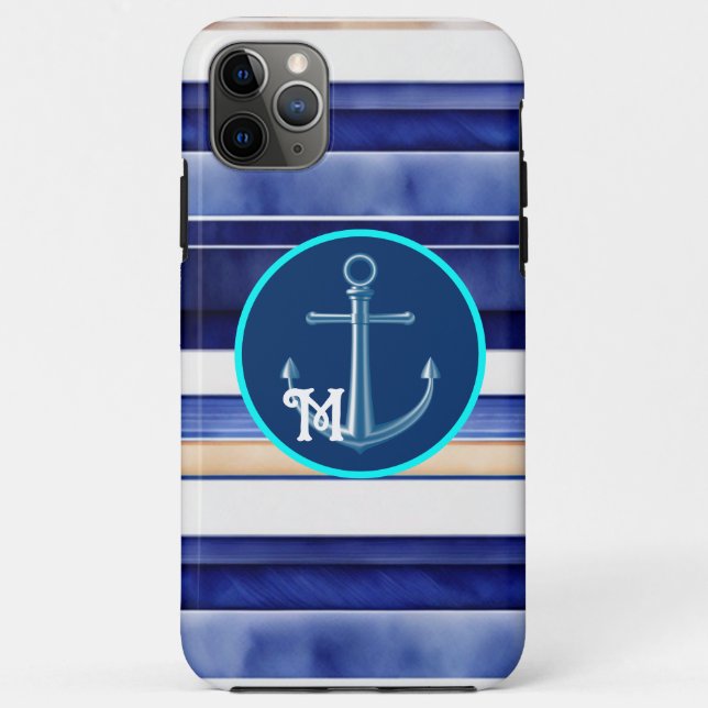 Summer Navy Blue Modern Boat Stripes Collection Case-Mate iPhone Case (Back)