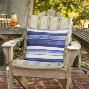 Summer Navy Blue Modern Boat Stripes Collection Outdoor Pillow