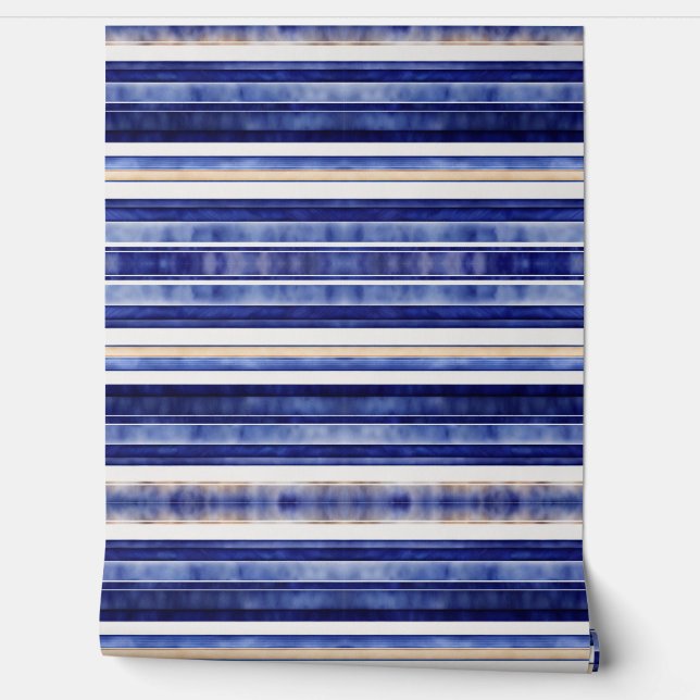 Summer Navy Blue Modern Boat Stripes Collection Wallpaper (Unrolling)