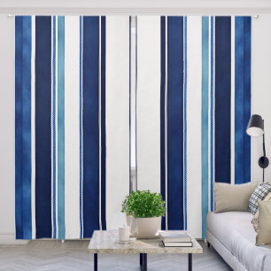 Summer Navy Blue Popular Boat Stripes Collection Blackout Curtains