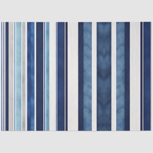 Summer Navy Blue Popular Boat Stripes Collection Tissue Paper (Front)