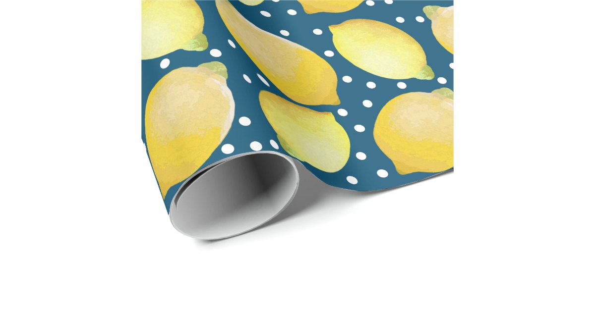 White polka dots on lemon yellow wrapping paper, Zazzle