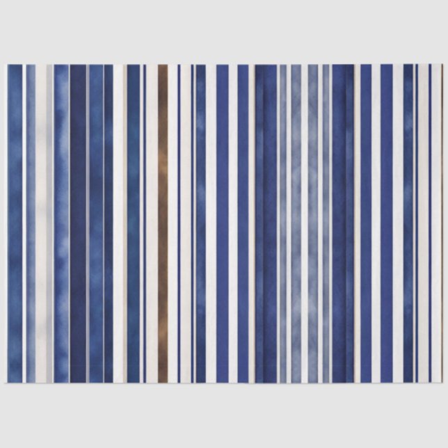 Summer Navy Blue Trendy Boat Stripes Collection Tissue Paper (Front)