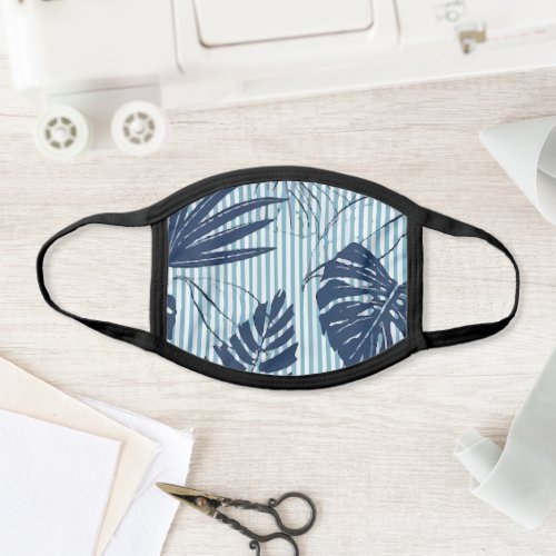 Summer Navy Blue Tropical Forest Face Mask