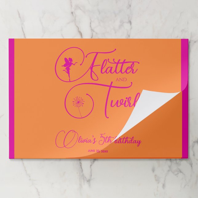 Summer Neon Pink Fairy Birthday 25 Paper Placemat (Folded)