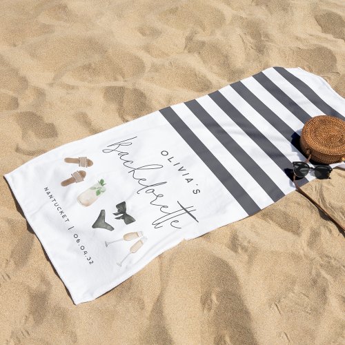 Summer Neutrals Personalized Bachelorette Party Beach Towel