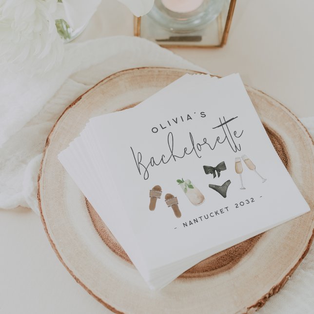 Summer Neutrals Personalized Bachelorette Party Napkins (Creator Uploaded)