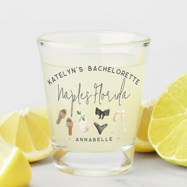 Summer Neutrals Personalized Bachelorette Party Shot Glass (Creator Uploaded)
