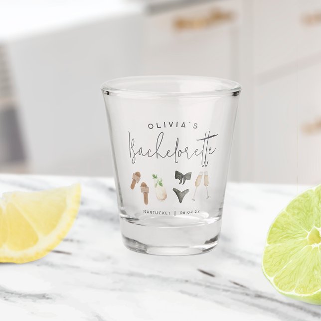 Summer Neutrals Personalized Bachelorette Party Shot Glass (Creator Uploaded)