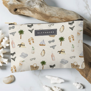 Summer Neutrals Personalized Beach Vacation Accessory Pouch
