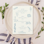 Summer New England wedding menu<br><div class="desc">Elevate your wedding reception or special event with our elegantly designed New England Menu. Featuring exquisite illustrations inspired by the charm and beauty of New England, this menu adds a sophisticated touch to your dining experience. Printed on high-quality cardstock, our menu offers a luxurious feel and a stylish presentation. The...</div>