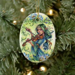 Summer Night Fiddler Ornament Fairy Elf Violin