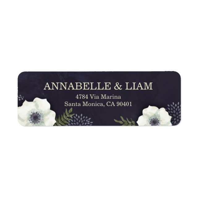Summer Night Flowers Wedding Address Label (Front)
