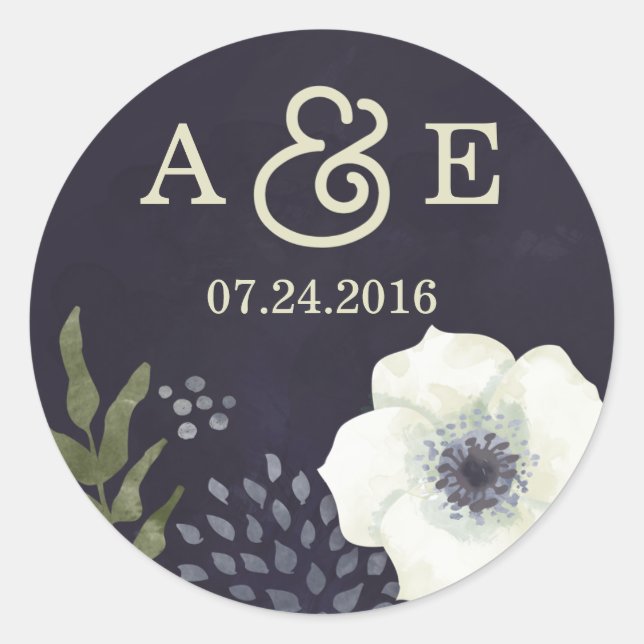 Summer Night Flowers Wedding Sticker (Front)