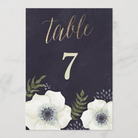 Summer Night Flowers Wedding Table Number