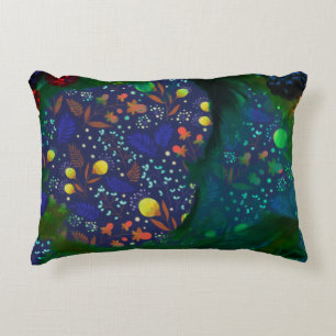 Summer Night Garden Rabbit Asleep Collage Accent Pillow