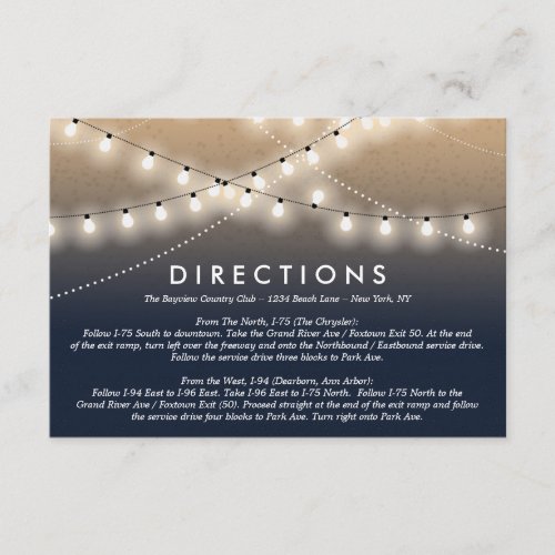 Summer Night Lights Directions   Weddings Enclosure Card