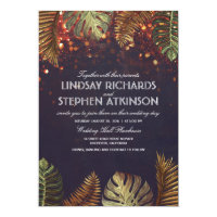 Summer Night Lights Elegant Beach Wedding Invitation