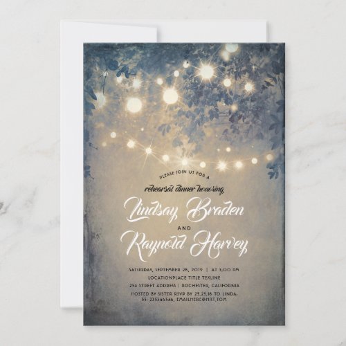 Summer Night Rustic Country Rehearsal Dinner Invitation