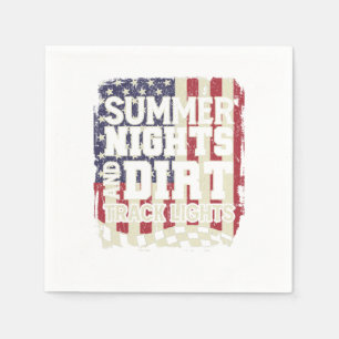 Summer Nights And Dirt Track Lights USA Flag Race Napkins