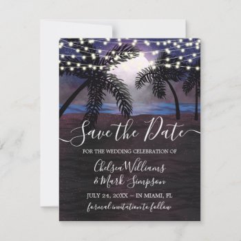Summer Nights Beach Wedding Save The Date Invitation by prettypicture at Zazzle