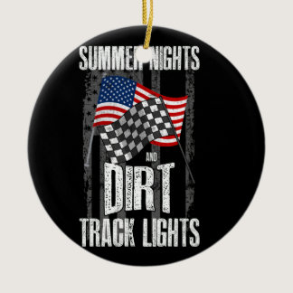 Summer Nights Dirt Track Lights Racing Motocross Ceramic Ornament