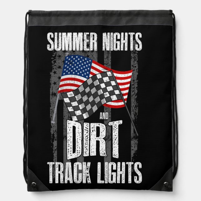 Summer Nights Dirt Track Lights Racing Motocross Drawstring Bag (Front)