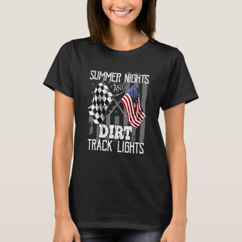 Summer Nights Dirt Track Lights Racing Motocross M T_Shirt