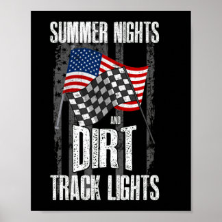 Summer Nights Dirt Track Lights Racing Motocross Poster