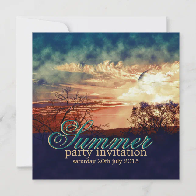 Rustic Summer Invitations Summer Nights Outdoor Rustic Party Invitation | Zazzle
